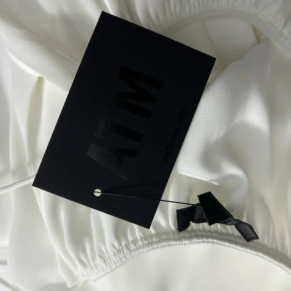 ATM Anthony Thomas Melilo Tie-detailed Georgette Midi Dress In Chalk Size Medium - Picture 11 of 12